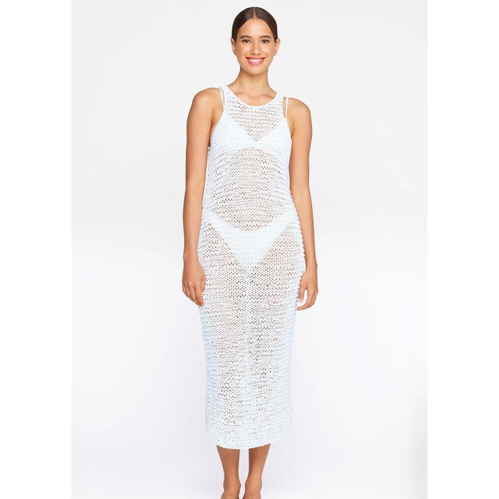 NWOT Mikoh Genoa Crochet Racerback Midi Dress Size XS / S in White Cream